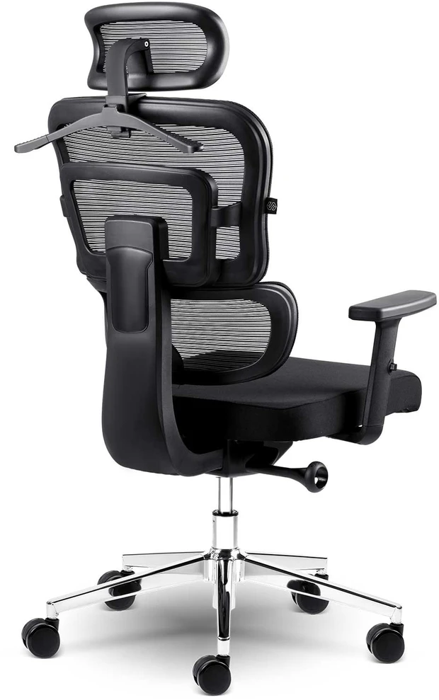 Sofotel Biuro kėdė su tinkliniu atlošu, ergonomiško dizaino, reguliuojamo aukščio, juoda vadovo kėdė, patogi kompiuterio kėdė
