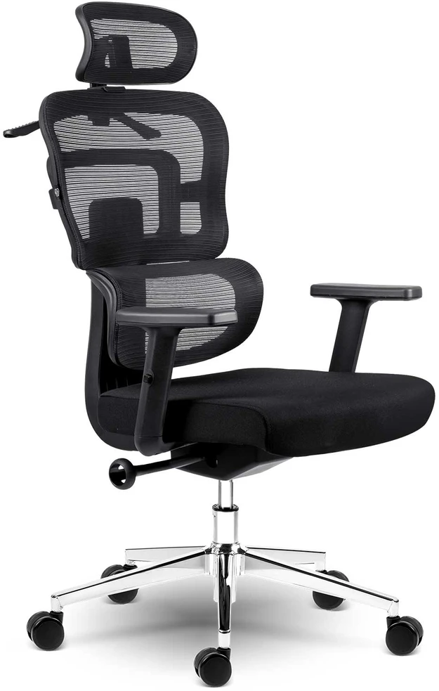 Sofotel Biuro kėdė su tinkliniu atlošu, ergonomiško dizaino, reguliuojamo aukščio, juoda vadovo kėdė, patogi kompiuterio kėdė