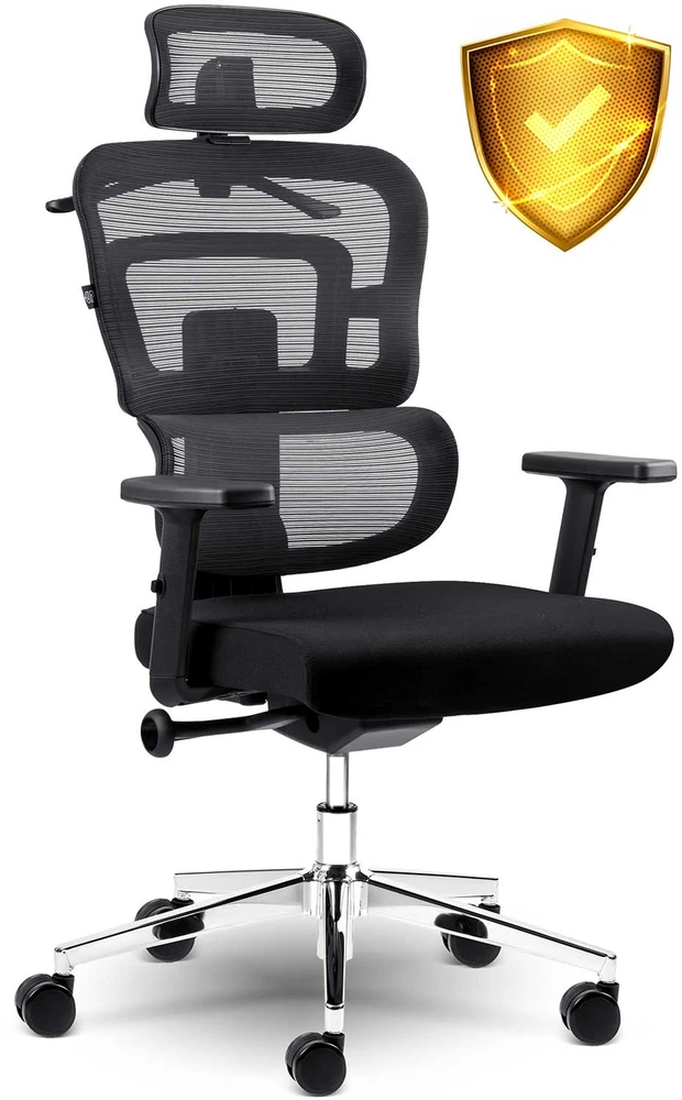 Sofotel Biuro kėdė su tinkliniu atlošu, ergonomiško dizaino, reguliuojamo aukščio, juoda vadovo kėdė, patogi kompiuterio kėdė