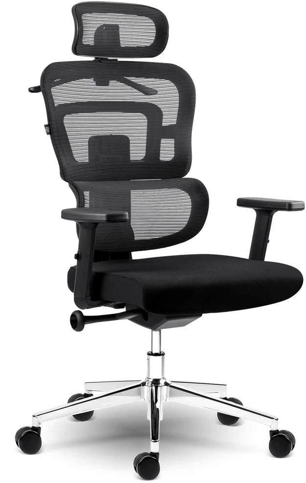 Sofotel Biuro kėdė su tinkliniu atlošu, ergonomiško dizaino, reguliuojamo aukščio, juoda vadovo kėdė, patogi kompiuterio kėdė