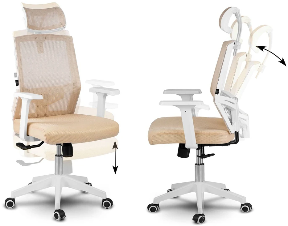 Sofotel Biuro kėdė su mikrotinkliniu audiniu, ergonomišku dizainu, reguliuojama galvos atrama, pakreipimo mechanizmu, kvėpuojančia danga, patogiu sėdėjimu