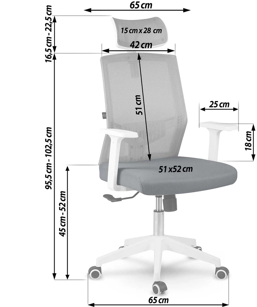 Sofotel Biuro kėdė su mikro-tinklu, pilka ergonomiška kėdė su reguliuojama galvos atrama, supimo ir aukščio reguliavimu, patogi kompiuterio kėdė namams ir biurui