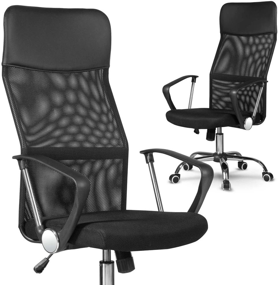 Sofotel Biuro kėdė su tinklelio atlošu, ergonomiško dizaino, juoda moderni darbo kėdė, reguliuojamas aukštis, patogus sėdėjimas