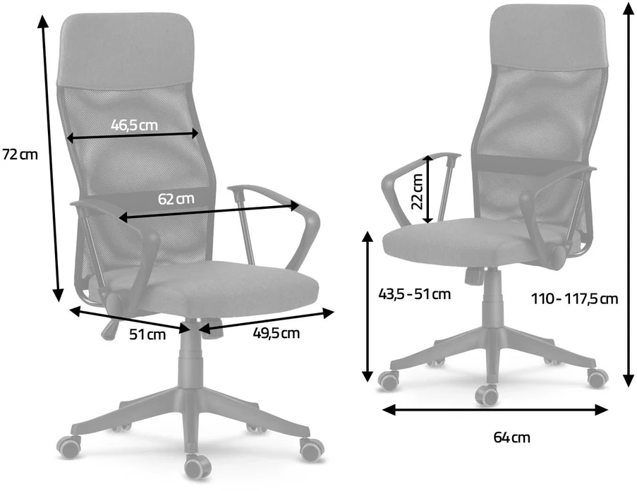 Sofotel Biuro kėdė su tinkleliu, ergonomiško dizaino, reguliuojamo aukščio, tamsiai pilka vadovo kėdė, patogi kompiuterio kėdė