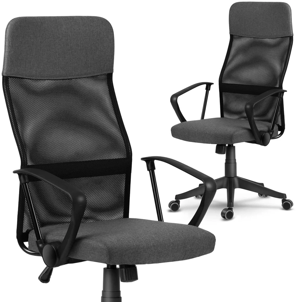 Sofotel Biuro kėdė su tinkleliu, ergonomiško dizaino, reguliuojamo aukščio, tamsiai pilka vadovo kėdė, patogi kompiuterio kėdė