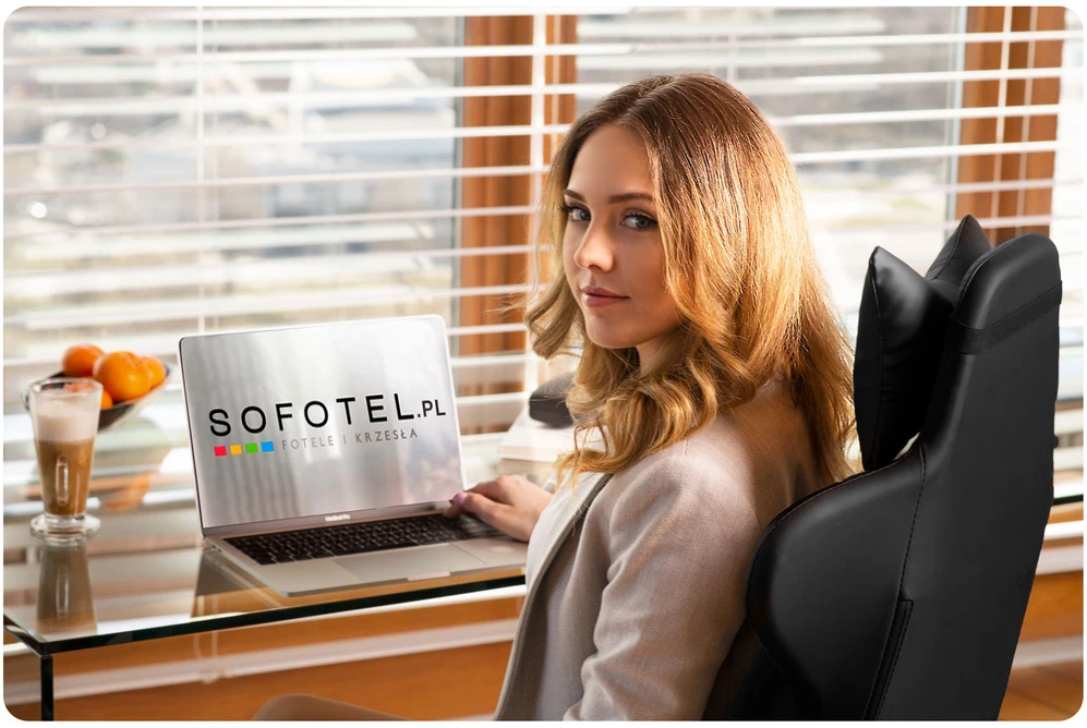 Sofotel Ergonomiška biuro kėdė, reguliuojamo aukščio, su juosmens ir galvos atrama, patogi stalo kėdė, juoda vadovo kėdė