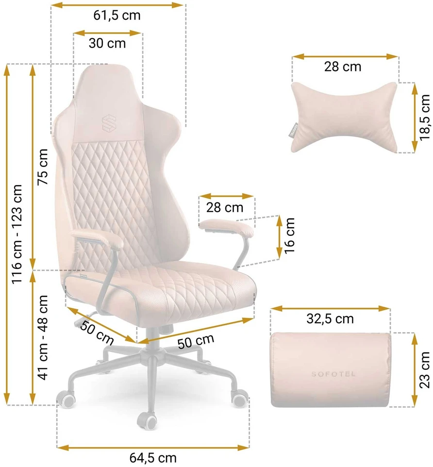 Sofotel Ergonomiška biuro kėdė, reguliuojamo aukščio, su juosmens atrama, supimo funkcija, patogus sėdėjimas namams ir biurui