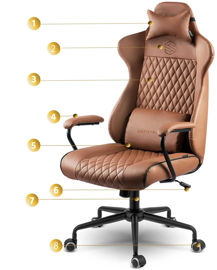 Sofotel Ergonomiška biuro kėdė, reguliuojamo aukščio, su juosmens atrama, supimo funkcija, patogus sėdėjimas namams ir biurui
