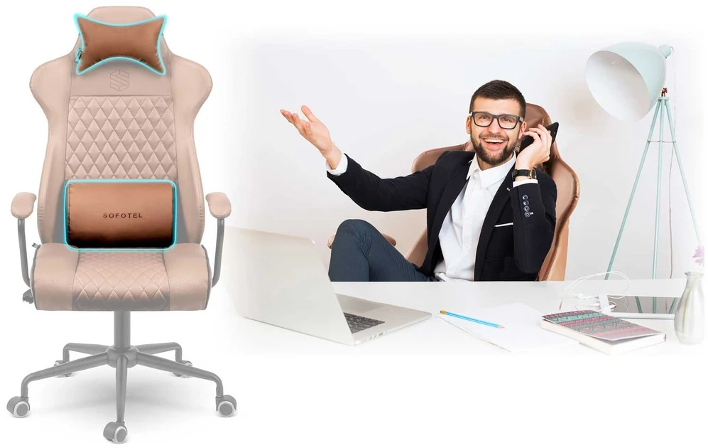 Sofotel Ergonomiška biuro kėdė, reguliuojamo aukščio, su juosmens atrama, supimo funkcija, patogus sėdėjimas namams ir biurui