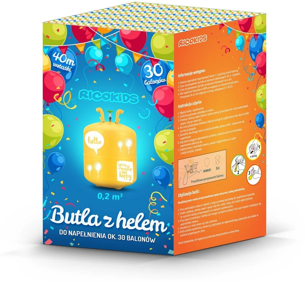 Ricokids 0,20 m3 helio balionas su balionais ir juostele