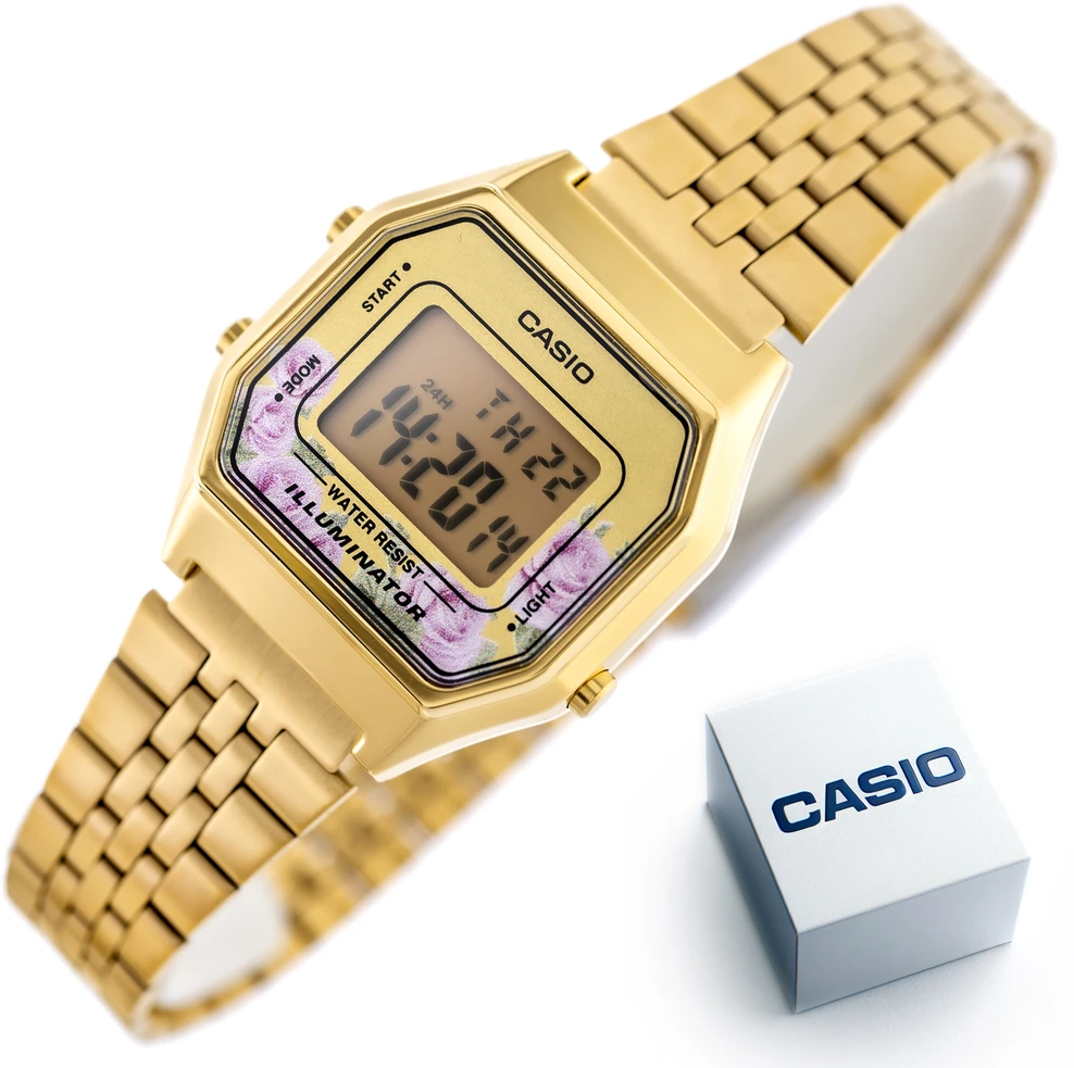 CASIO LA680WGA-4C moteriškas laikrodis (zd631d) + dėžutė