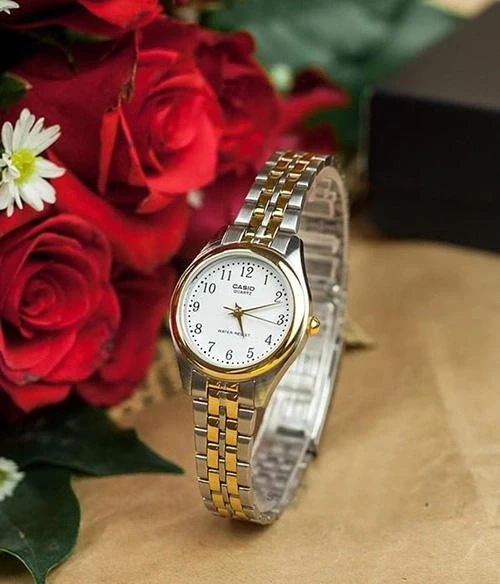 CASIO LTP-1129G-7B moteriškas laikrodis (zd602b) + dėžutė