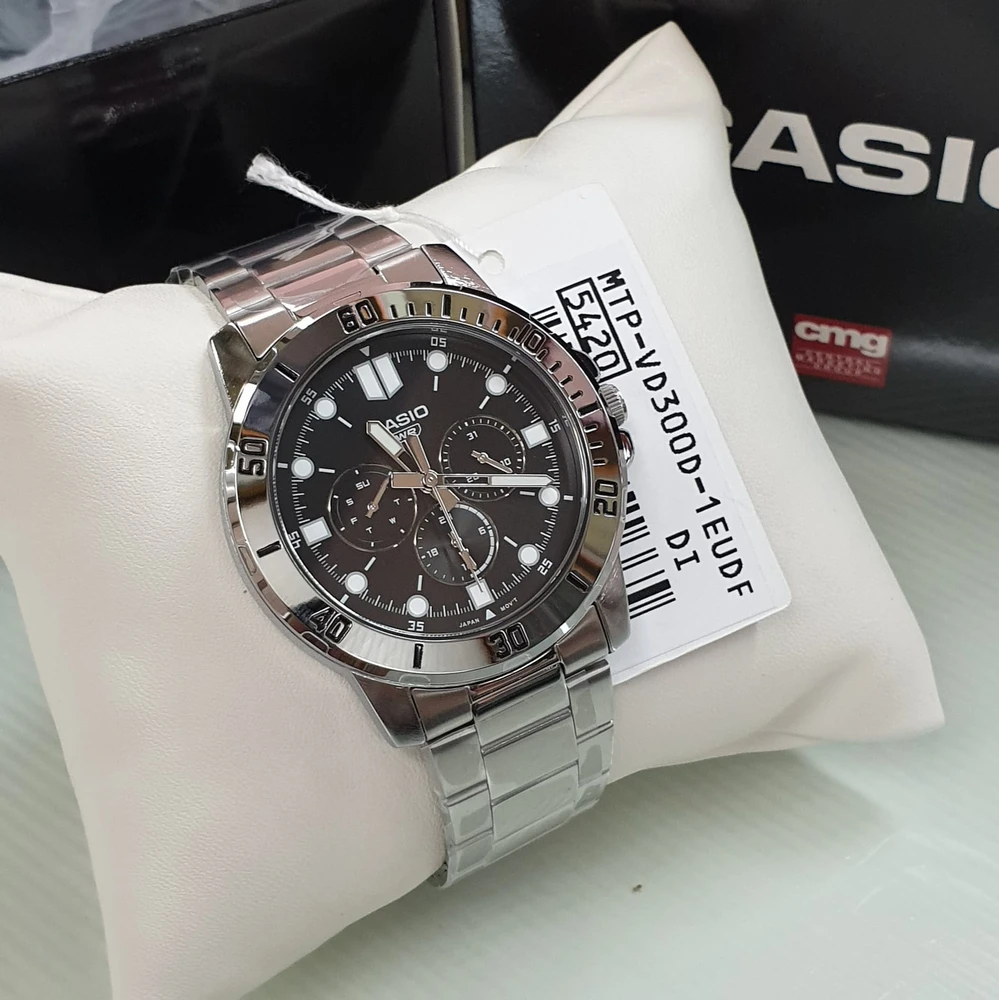 CASIO VYRIŠKAS LAIKRODIS MTP-VD300D-1E (zd268a) + DĖŽUTĖ