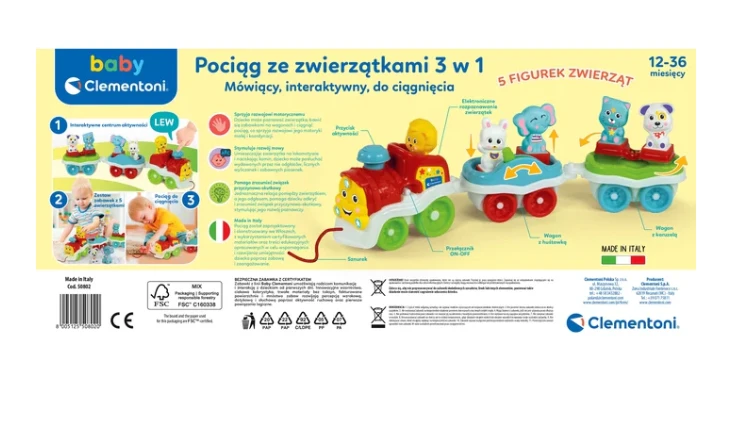 Interaktyvus traukinys su gyvūnais Clementoni Baby