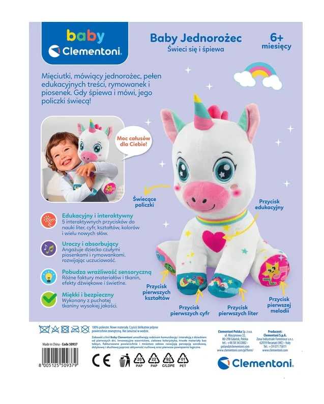 Clementoni baby Interaktyvus pluszowy Vienaragis 50937