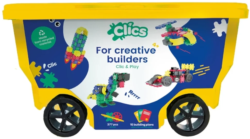 Clics toys Konstruktorius - CLICS CB411 Rollerbox 15in1 377 Multicolour dalių