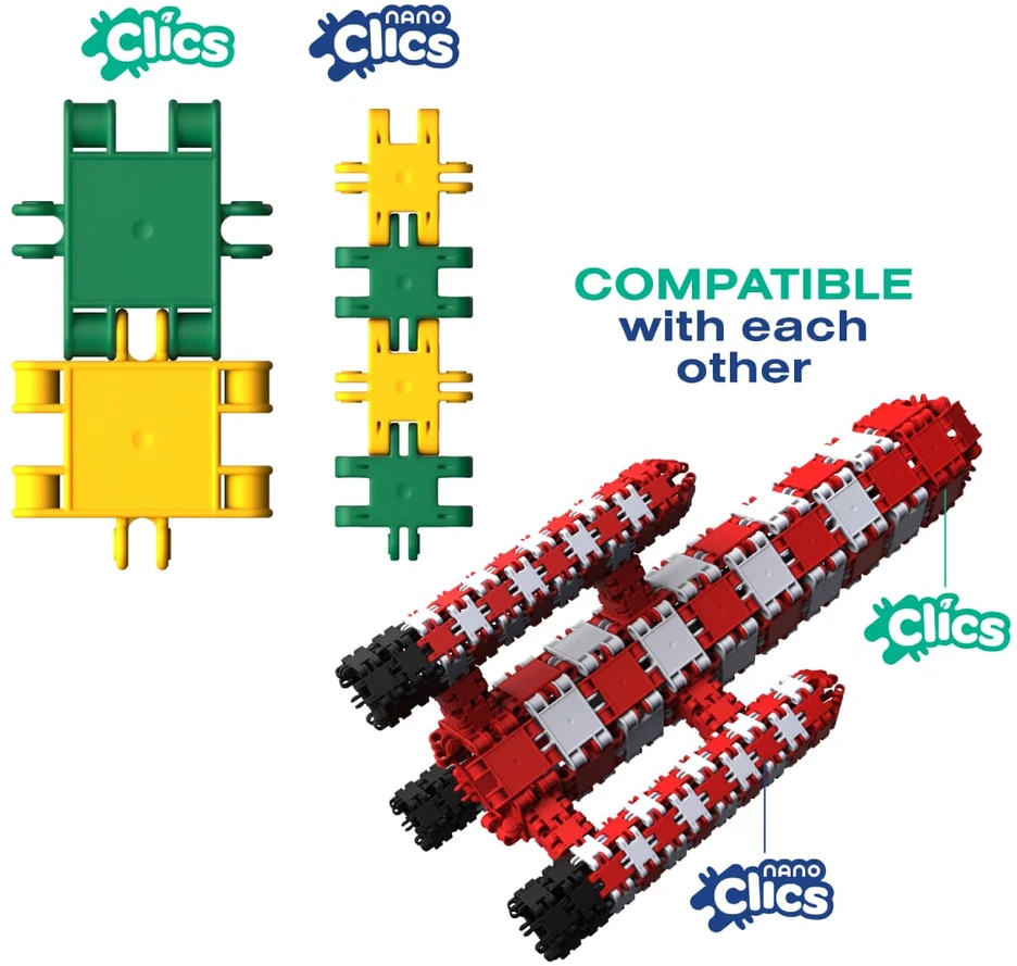 Clics toys Statybiniai kaladėlės „Nano Clics“ – Transporto konstruktoriai – 250 elementų (NC007)
