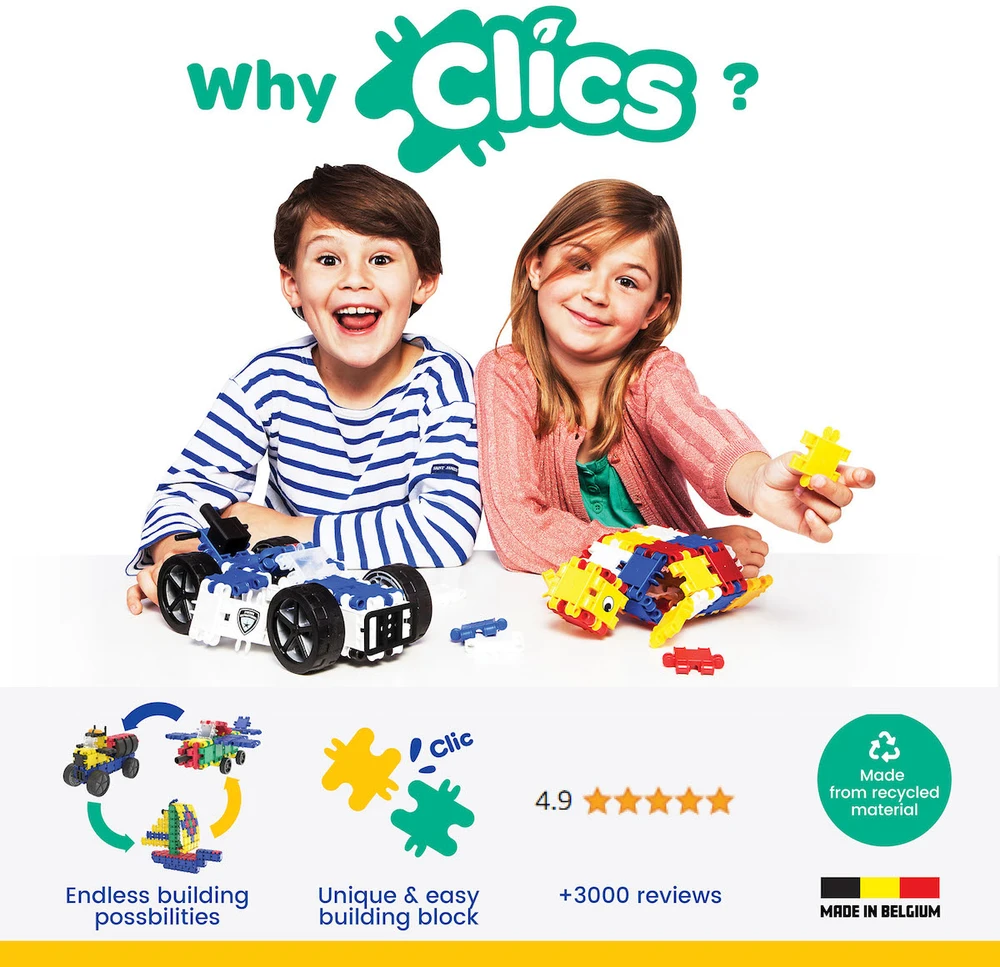 Clics Nano Clics Konstruktorių rinkinys Clics 6in1 su 141 detalėmis, lavina kūrybiškumą, vaikams nuo 4 metų, spalvotas