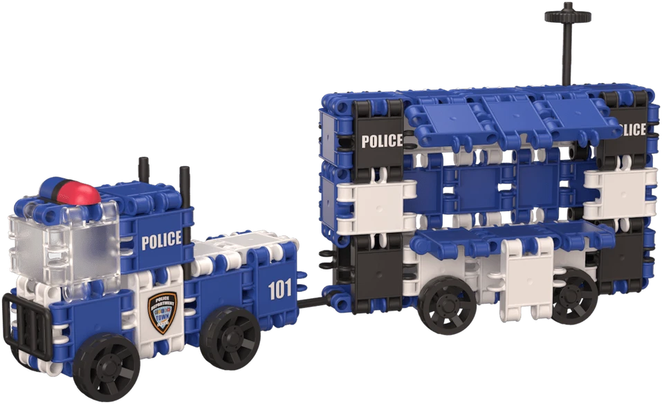 Clics Nano Clics Konstruktorių rinkinys policijos tematika 8in1, 155 detalės, vaikams nuo 4 metų, saugus plastikas, spalvotas