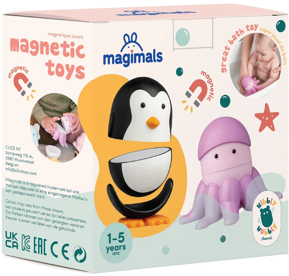 Clics Nano Clics Magnetiniai jūrų gyvūnėliai vonios žaidimams, lavinantys kūdikį nuo 12 mėn., spalvoti