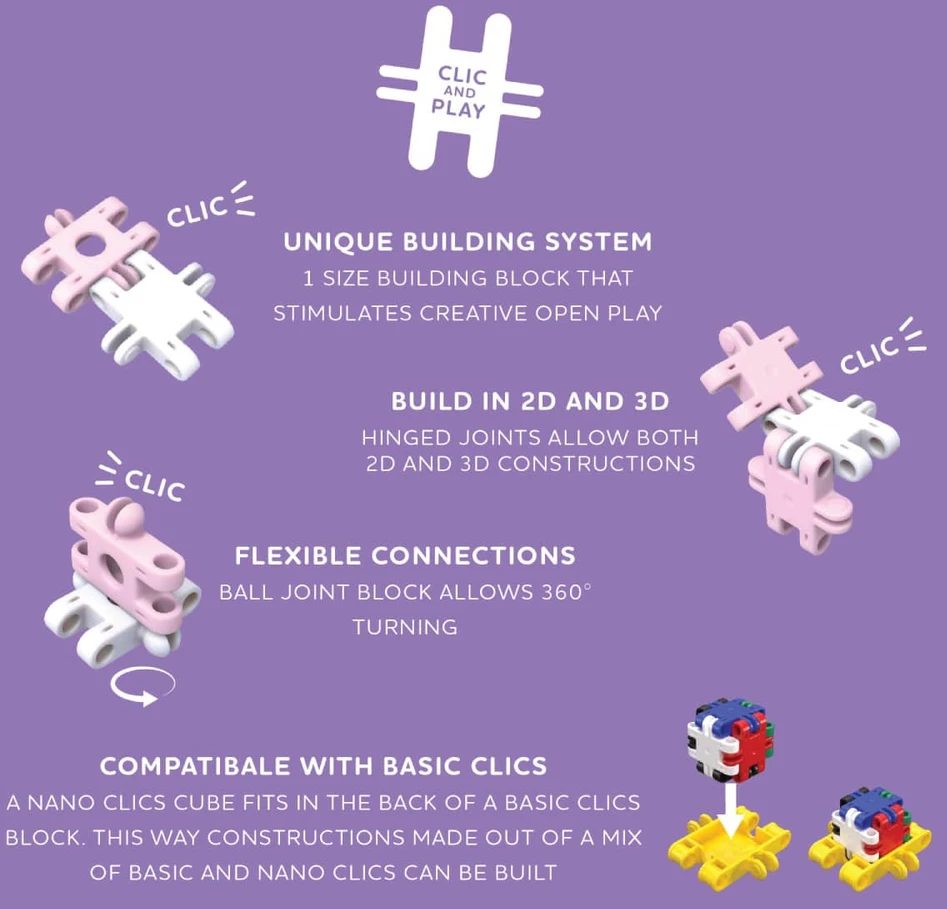 Clics toys Konstruktorius Nano Clics Fantasy Builders, 125 dalys