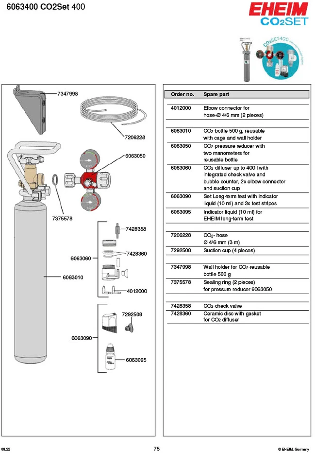 CO2 sistema EHEIM CO2 SET400 500g