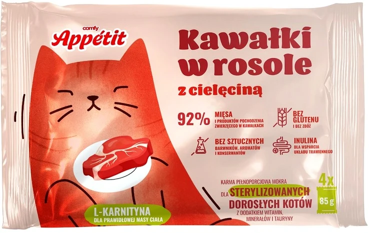 Comfy Appetit Sterilized Veršiena sultinyje 4x85g