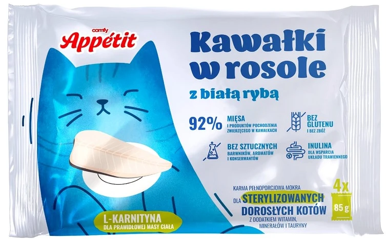 Comfy Appetit Sterilized Balta žuvis sultinyje 4x85g