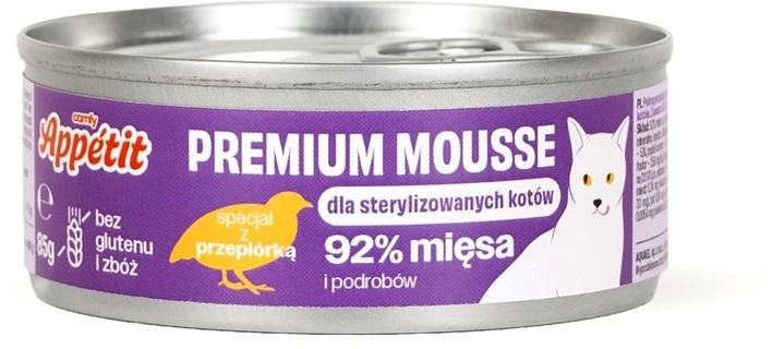 Comfy Appetit Premium Sterilized su Putpelėm (92%) 85g katėms