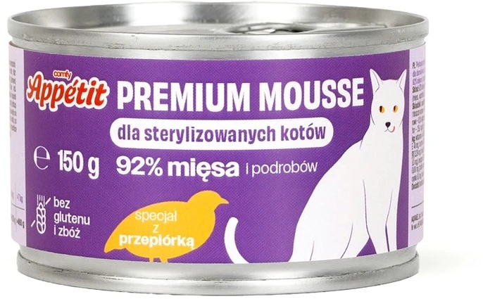 Comfy Appetit Premium Sterilized su Putpelėm (92%) 150g katėms