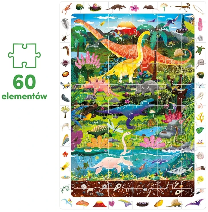 Dėlionė CzuCzu Observational puzzle Dinosaurs 60 pieces educational poster ZA5559