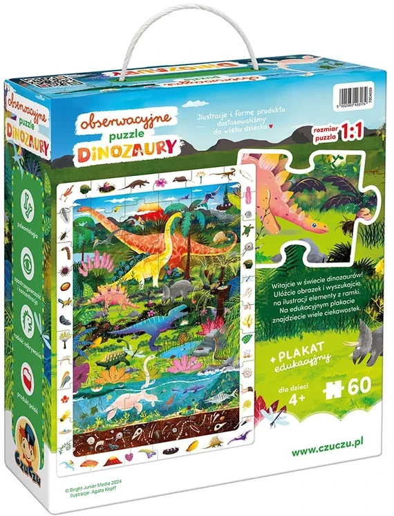 Dėlionė CzuCzu Observational puzzle Dinosaurs 60 pieces educational poster ZA5559