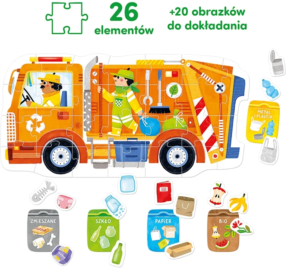 CzuCzu Moto dėlionė Šiukšliavežė 26 detalės 2+ ZA6104