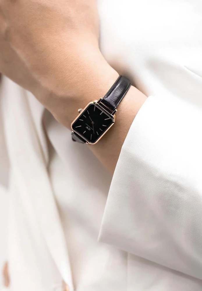 DANIEL WELLINGTON MOTERIS LAIKRODIS DW00100435 – Quadro presuotas Sheffield Rose Gold 20mm + DĖŽĖ