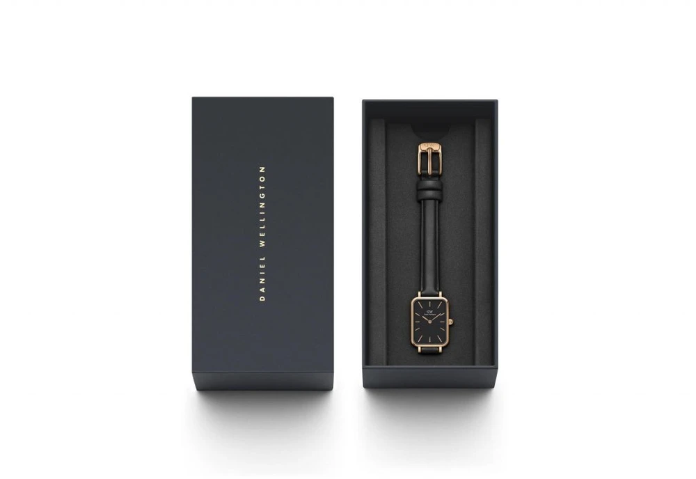 DANIEL WELLINGTON MOTERIS LAIKRODIS DW00100435 – Quadro presuotas Sheffield Rose Gold 20mm + DĖŽĖ