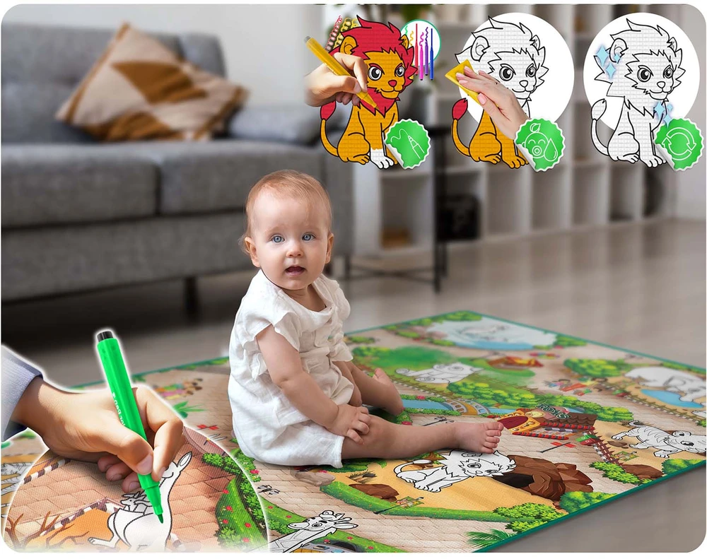 Nukido Tapybos kilimėlis 90 x 120 cm + 80 Ricokids alkoholio žymekliai