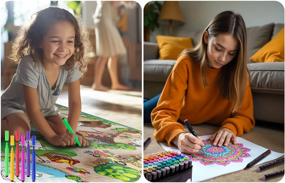Nukido Tapybos kilimėlis 90 x 120 cm + 80 Ricokids alkoholio žymekliai