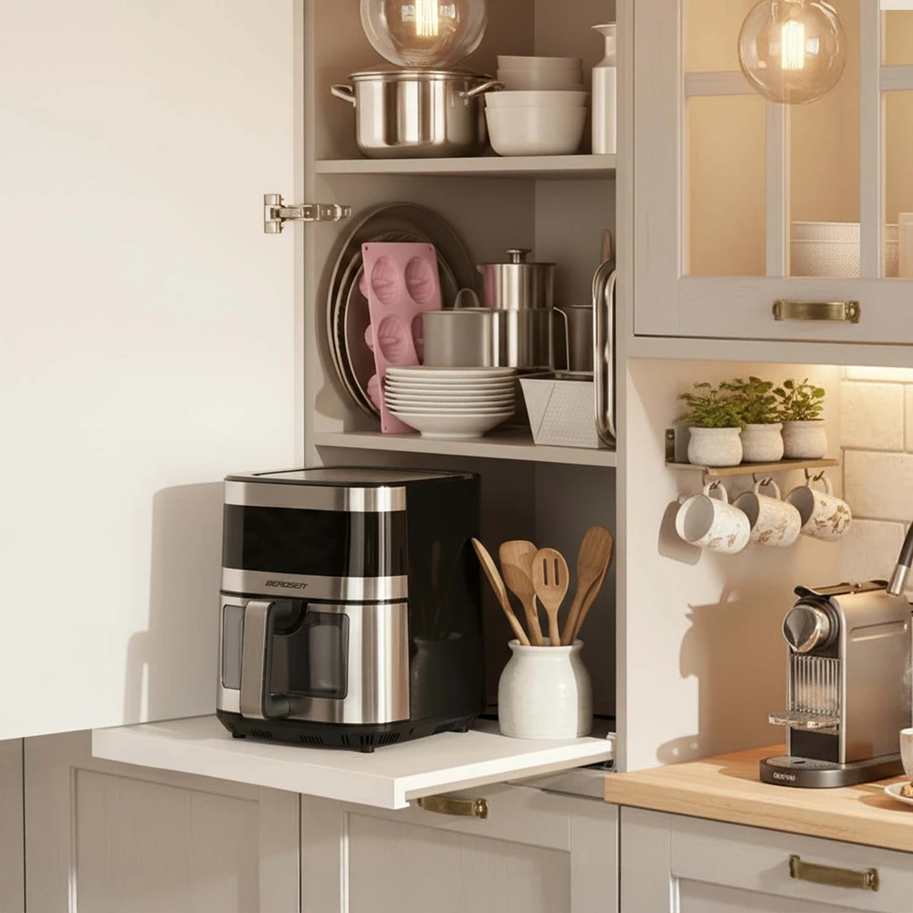 Didelė bealiejė gruzdintuvė Berdsen BD-656, 9,1 l, 1700 W, sidabrinė