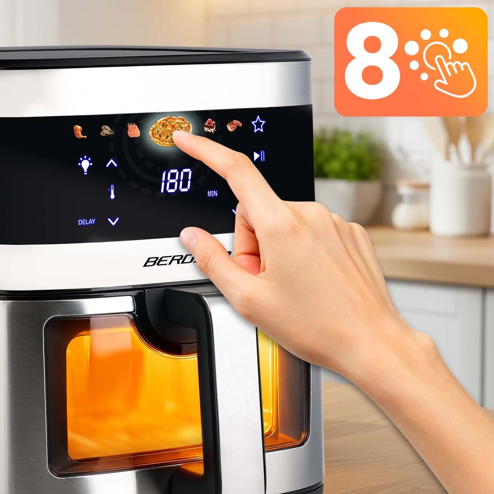 Didelė bealiejė gruzdintuvė Berdsen BD-656, 9,1 l, 1700 W, sidabrinė