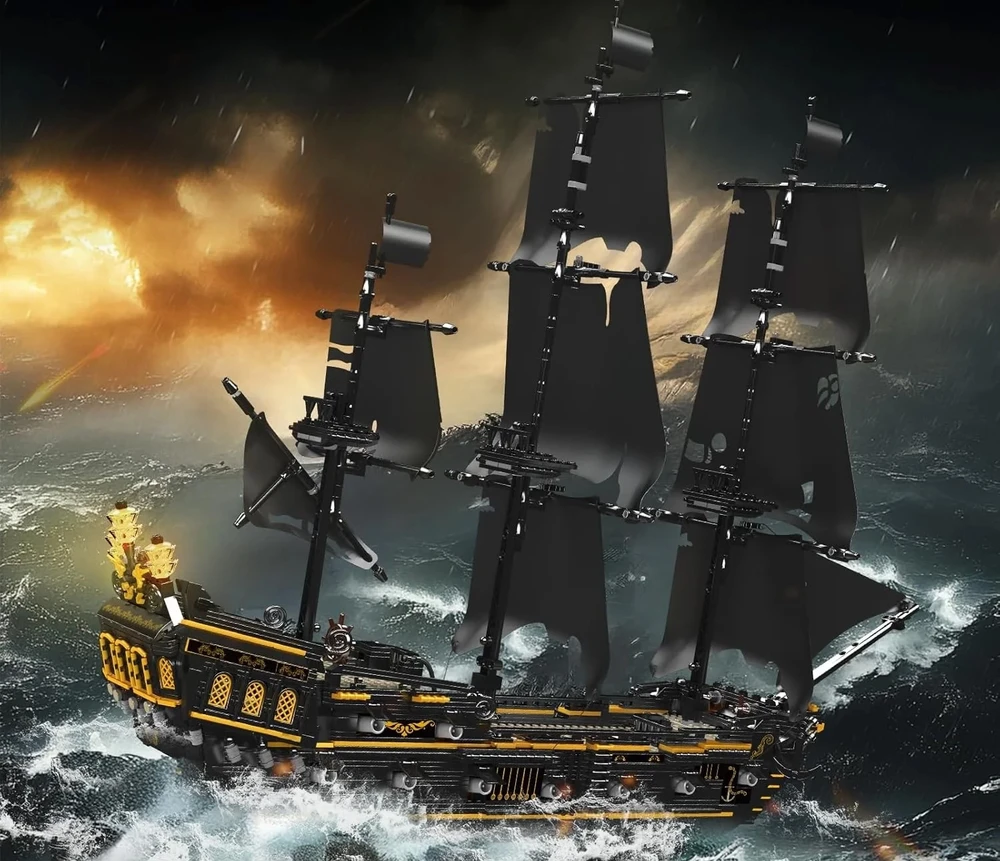 Roger Konstruktorius Piratų laivas Juodas 3180 el.