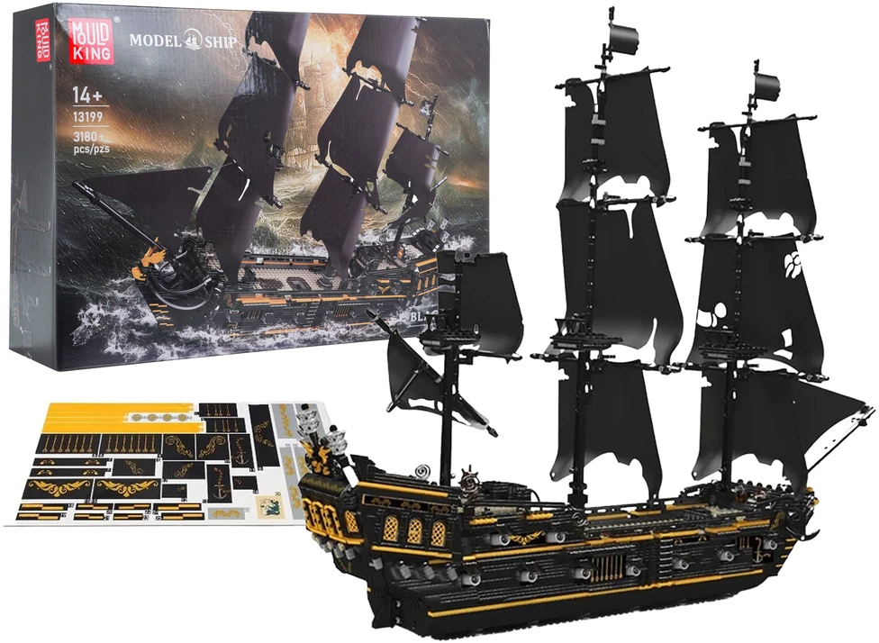 Roger Konstruktorius Piratų laivas Juodas 3180 el.