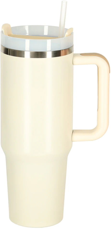 Roger Termo puodelis ze słomką i laikikliu termos 1200ml kreminė