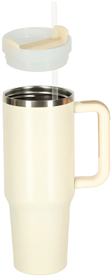 Roger Termo puodelis ze słomką i laikikliu termos 1200ml kreminė