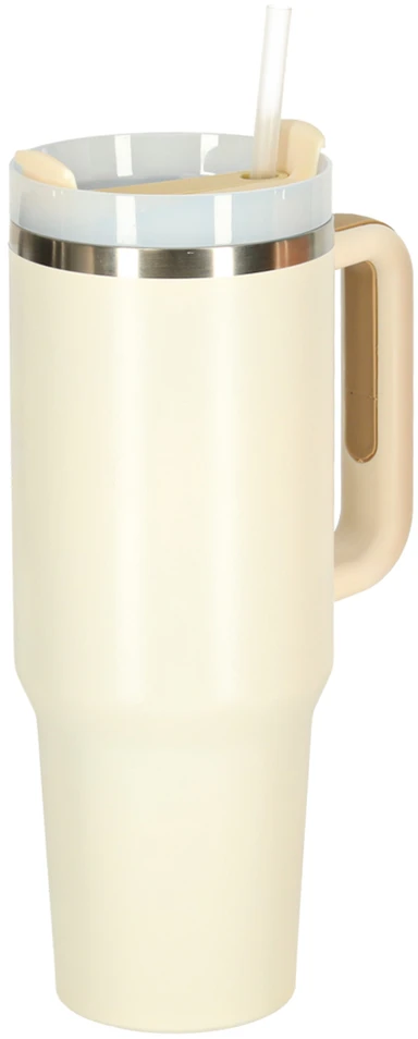 Roger Termo puodelis ze słomką i laikikliu termos 1200ml kreminė