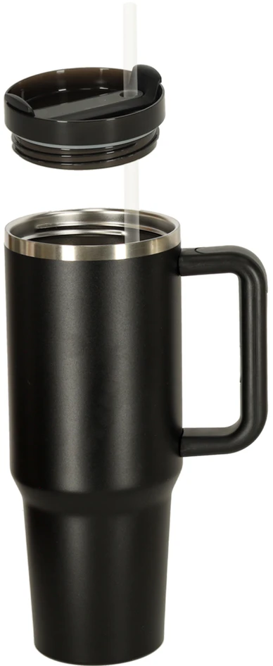 Roger Termo puodelis ze słomką i laikikliu termos 1200ml juoda