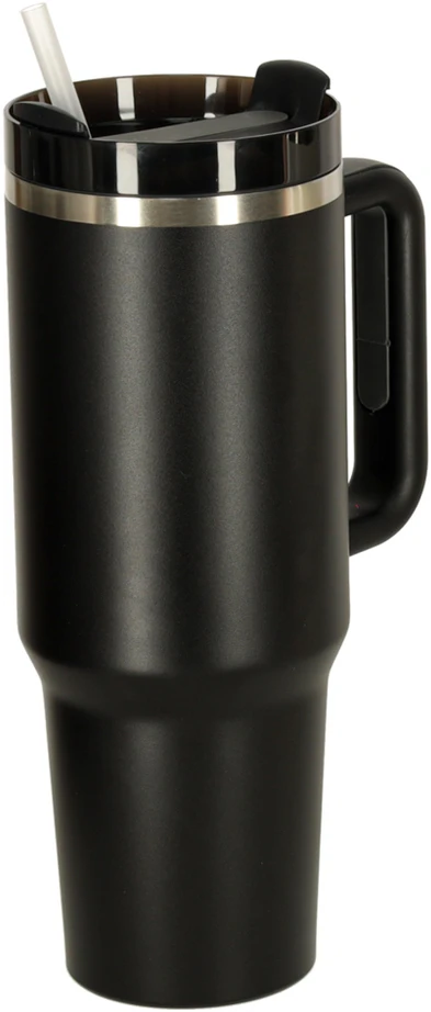 Roger Termo puodelis ze słomką i laikikliu termos 1200ml juoda
