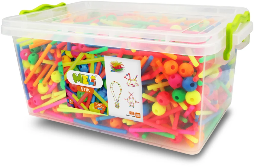 Didelis edukacinis Meli Stik Edu Neon konstruktorių rinkinys, 1200 detalių, vaikams nuo 3 metų, neoninis