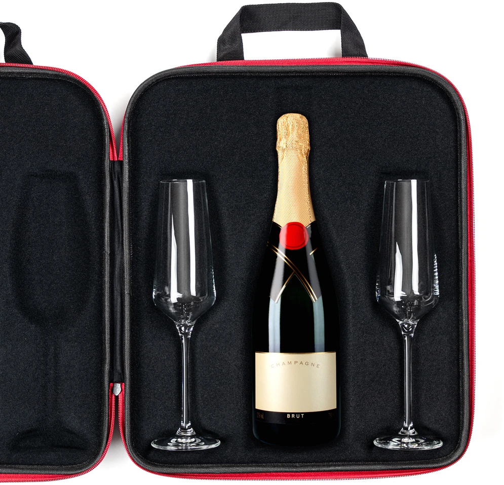 Divinto Elegantiška prosecco ir šampano dėžė su stiklu, nešiojama
