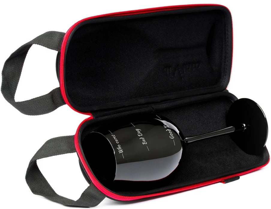 Divinto Gigantiška juoda vyno taurė "Who cares" (750ml)