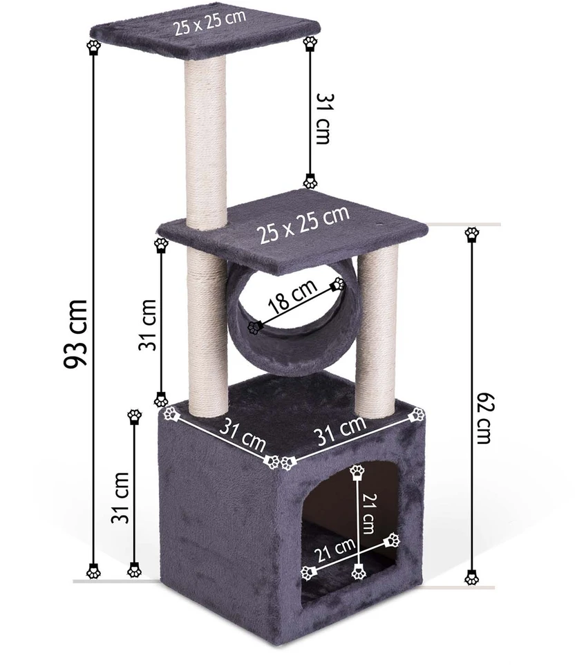Katės draskyklė 93 cm DR-259 Pethaus su pele, pilka